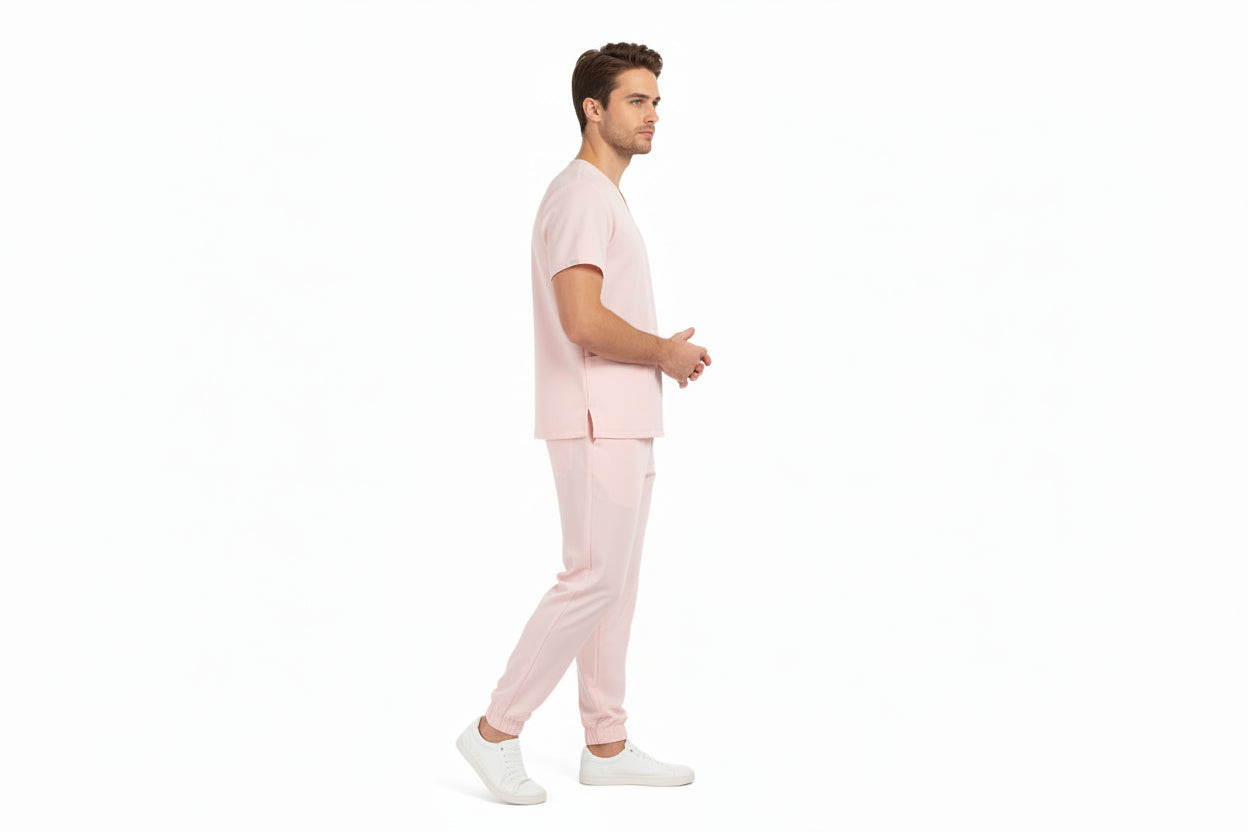 Pink Jogger Nursing Scrub Set | Stretch Nurse Uniforms with Jogger Pants - Small