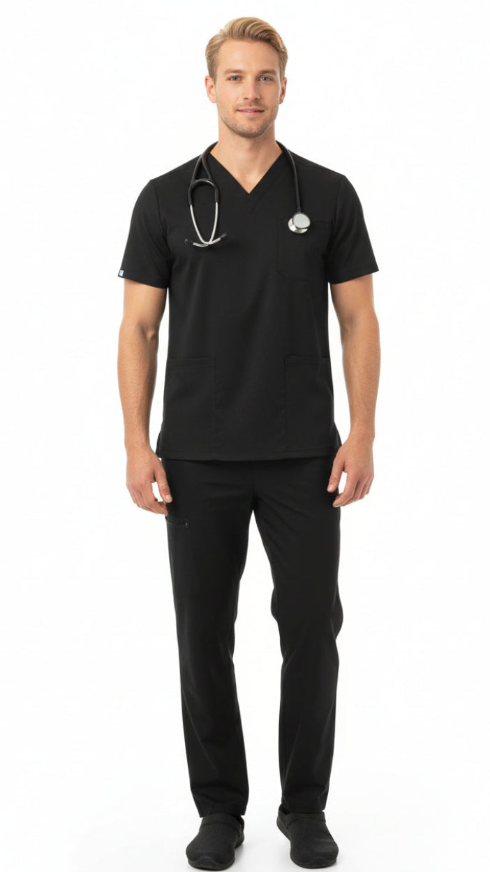 Puisis Classic Performance Scrub Set – Midnight Black