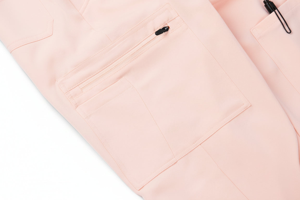 Pink Jogger Nursing Scrub Set | Stretch Nurse Uniforms with Jogger Pants - Medium