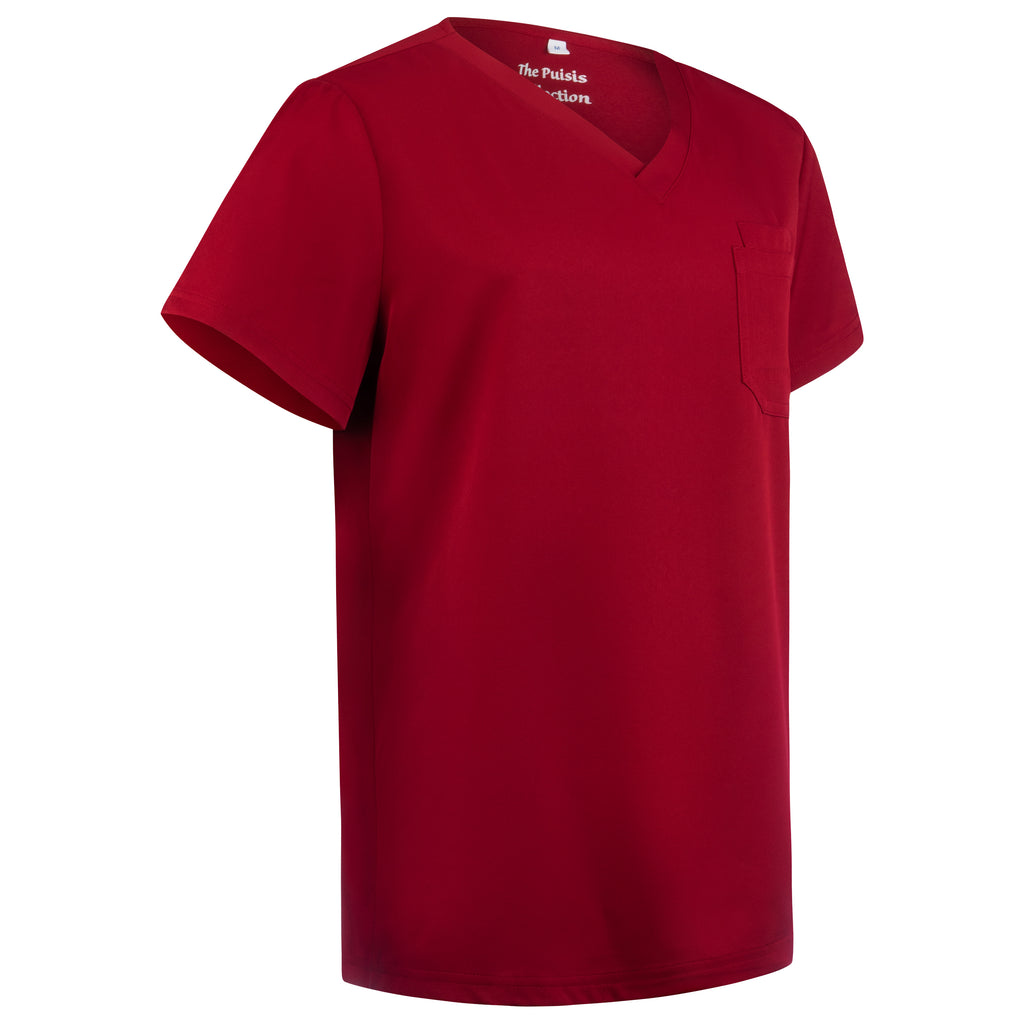 Puisis Luxe Jogger Scrub Set – Heartbeat Crimson