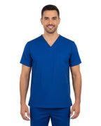Blue shirt and pants set on a white background