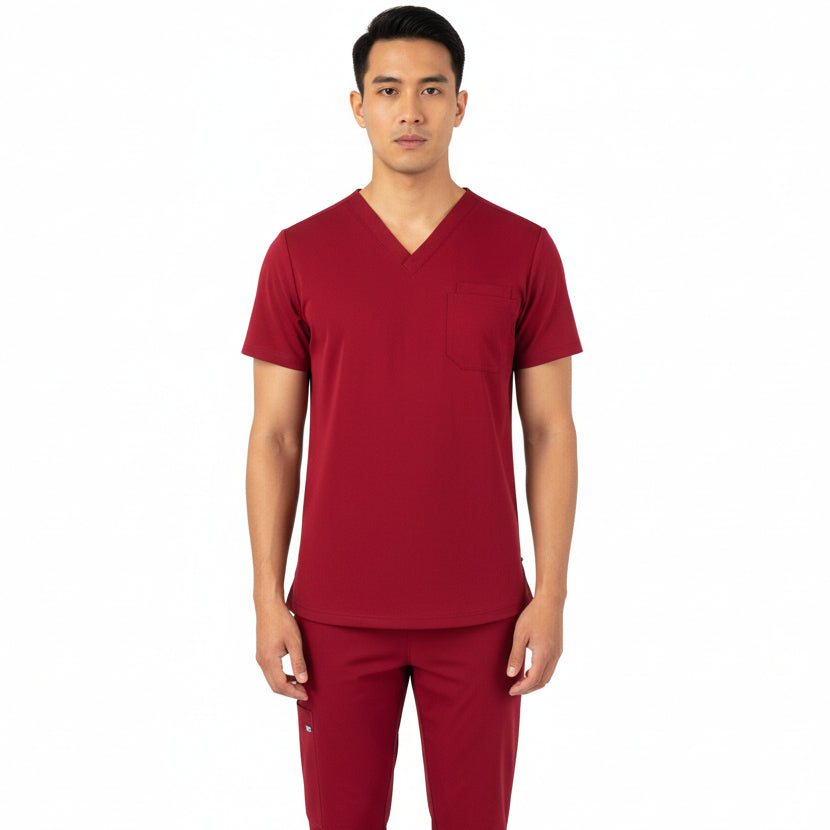 Puisis Luxe Jogger Scrub Set in Heartbeat Crimson