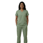 Premium sage green scrub top from The Puisis Collection, designed for comfort and functionality.
