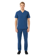 Doctor dressed in cobalt blue Puisis Premium medical scrubs, breathable and professional nurse uniform for clinical settings.